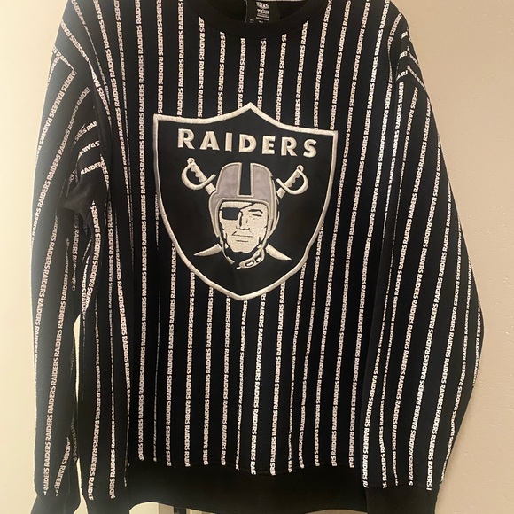RAIDERS NFL striped Athletic crew sweatshirt Unisex size Large - Picture 2 of 3